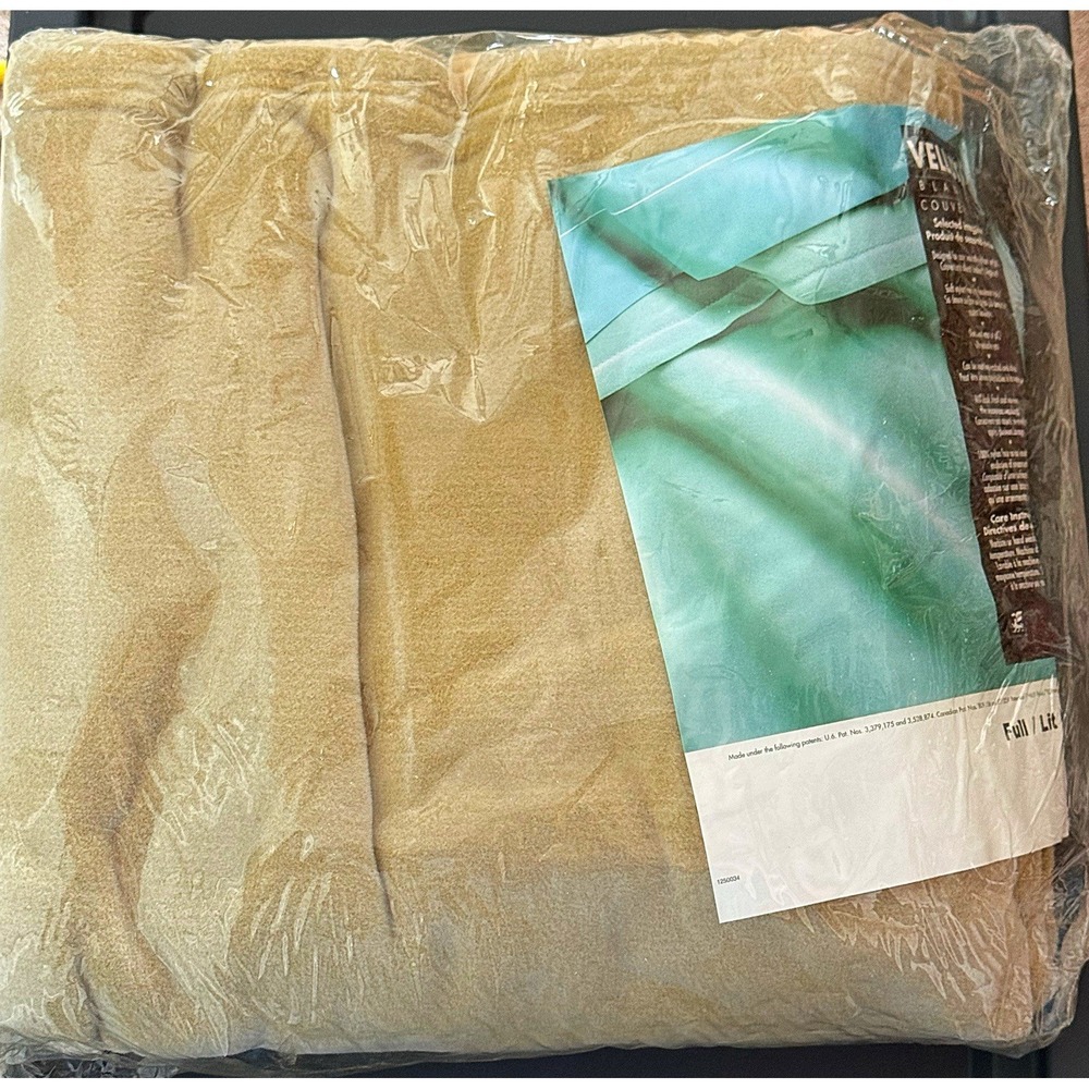 Vintage Vellux Beige Full Sized Blanket. New In Package. Irregular.